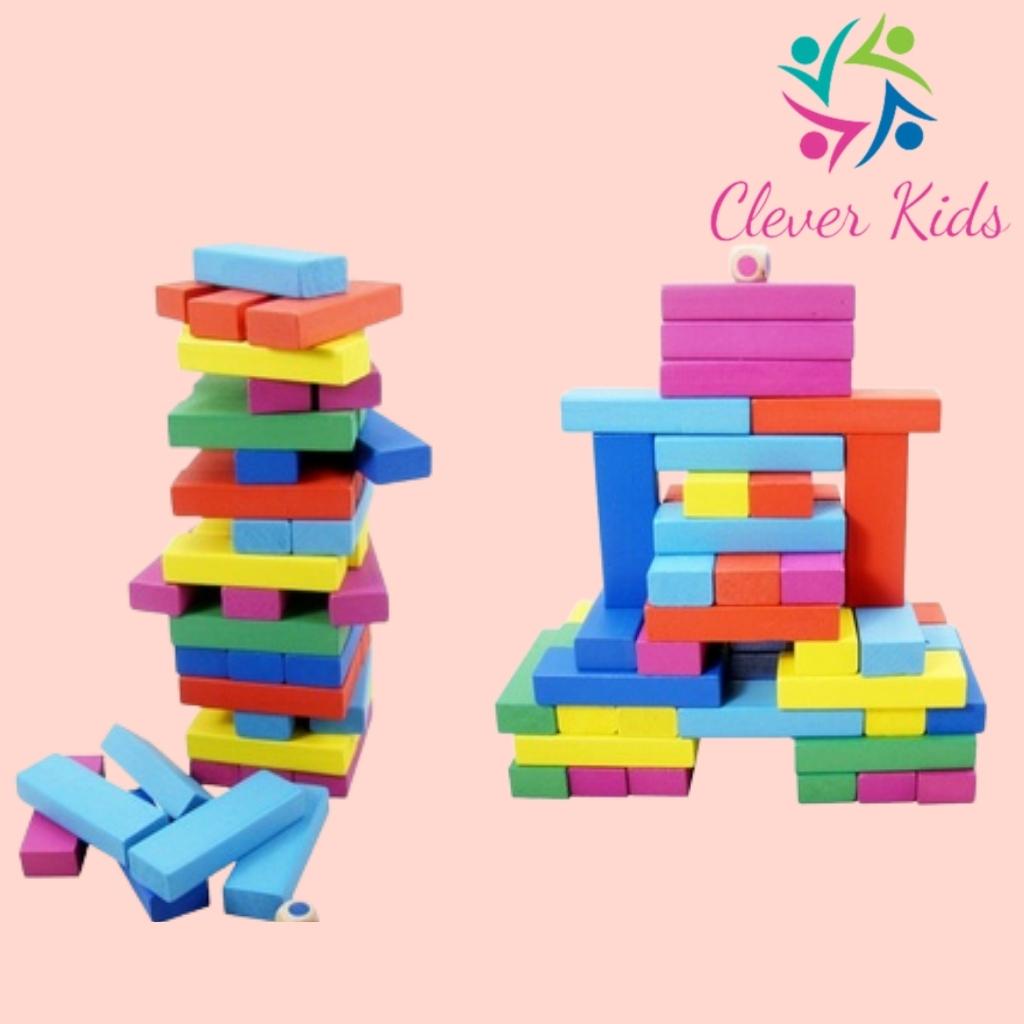 Đồ chơi rút gỗ màu 48 thanh loại lớn - domino màu cho bé tăng khả năng tập trung ghi nhớ