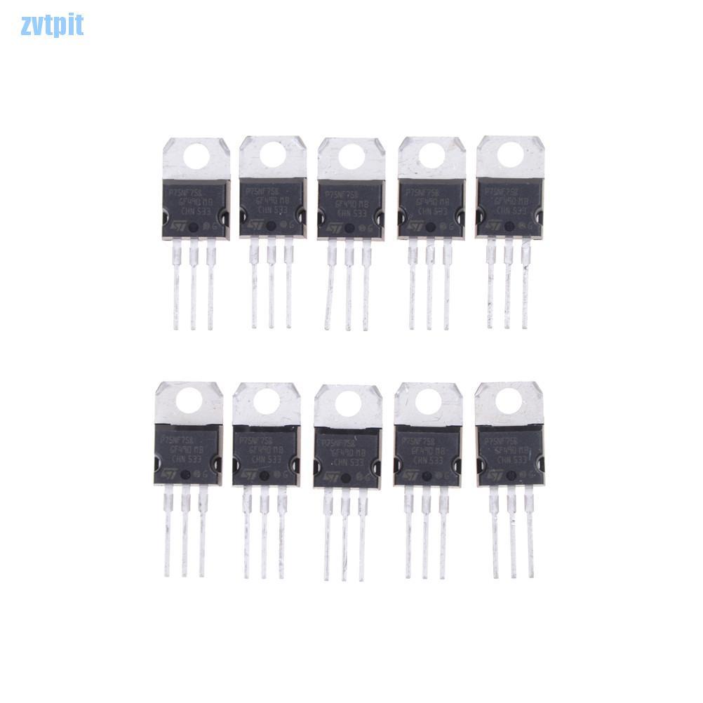 Bộ 10 Linh Kiện Bán Dẫn P75Nf75 P75N75 Stp75Nf75 To-220