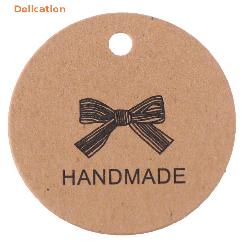 Set 100 Thẻ Giấy Kraft In Họa Tiết Nơ Trang Trí Gói Quà Sinh Nhật / Tiệc Cưới