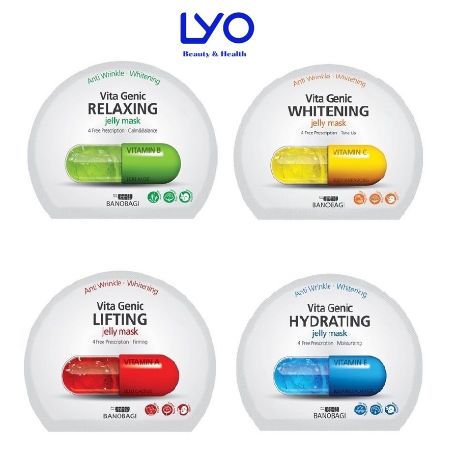 COMBO 5 - 10 MẶT NẠ BNBG VITA GENIC Lifting Jelly Relaxing Hydrating Whitening JELLY MASK hộp 10 miếng.