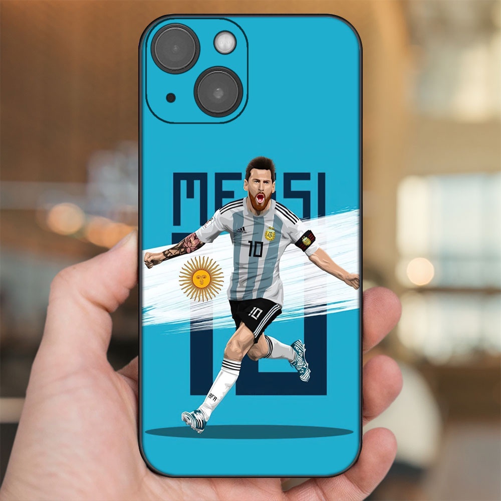 Ốp lưng iPhone 14 dẻo đen cạnh vuông in hình Lionel Messi Barcelona PSG