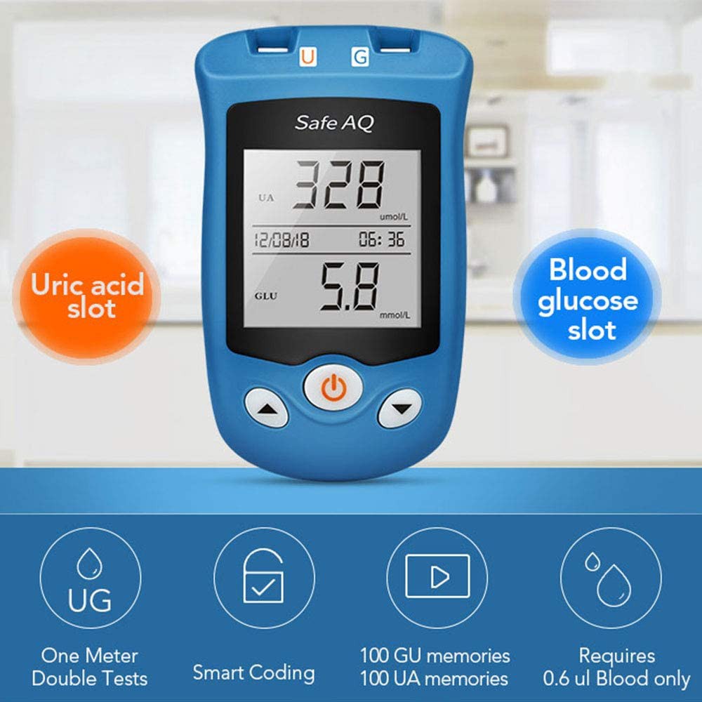 Máy đo đường huyết, Axit Uric 2 trong 1 Sinocare Safe AQ UG