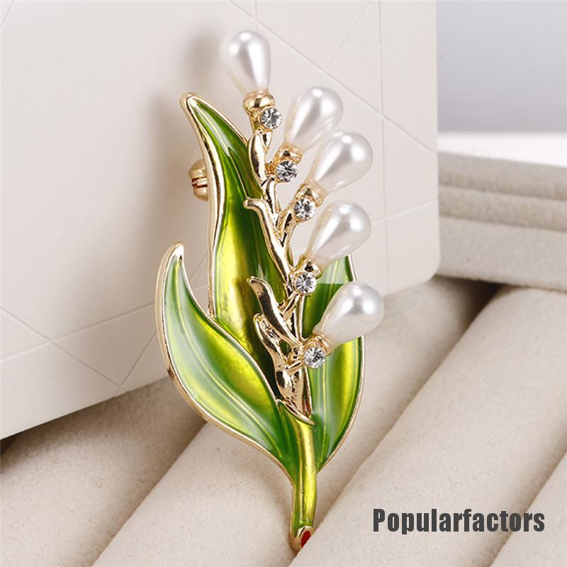 Ghim cài áo hình chiếc lá đính hạt ngọc trai nhân tạo thời trang