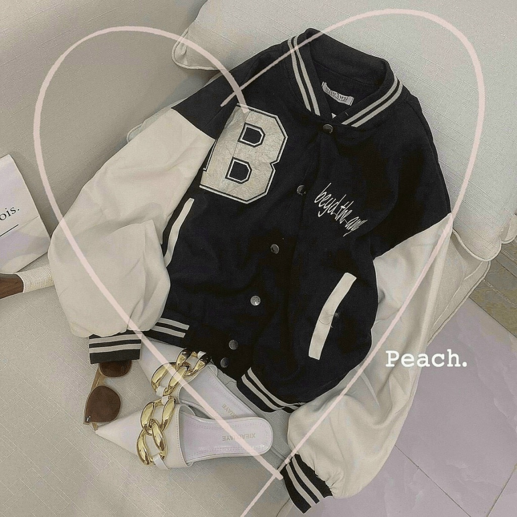 Áo Khoác Bomber Croptop Nữ Chất Da Lộn Phối Viền Cổ Logo Chữ B Thêu Nổi Form Rộng Mặc Đẹp Che Nắng Tốt [NEW UNISEX]