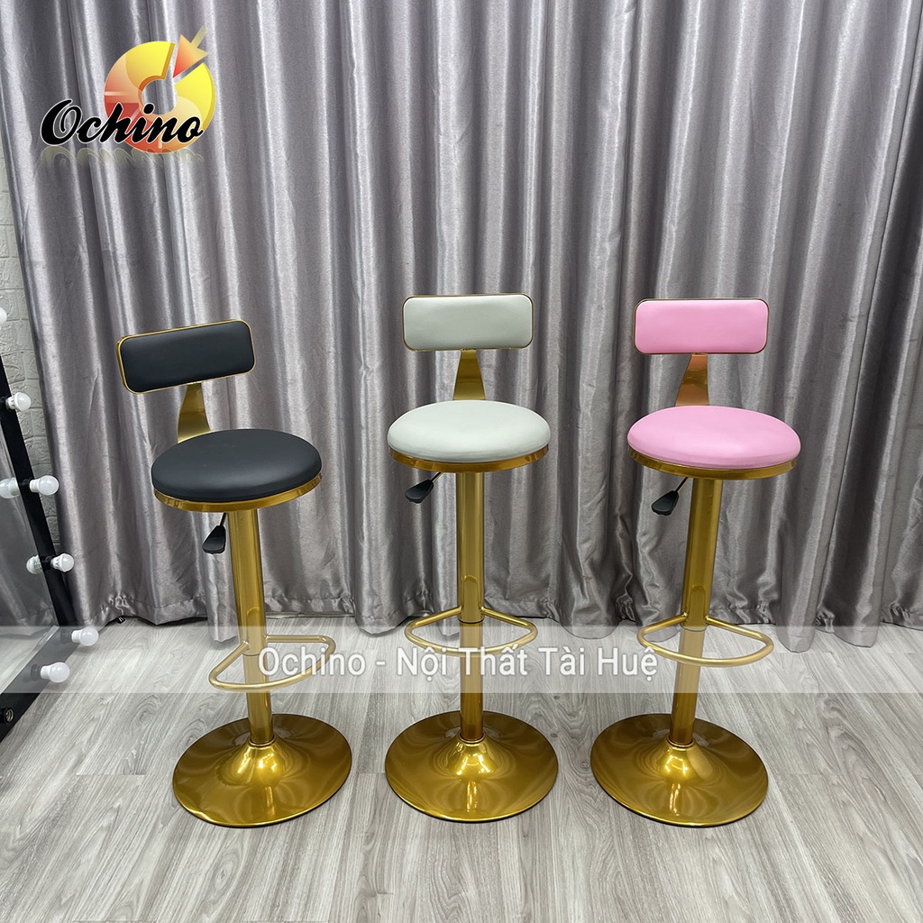 Ghế Quầy Lễ Tân, Ghế Quầy Bar Chân Vàng K1 Phong Cách Hiện Đại ( Ảnh Thật + Video)