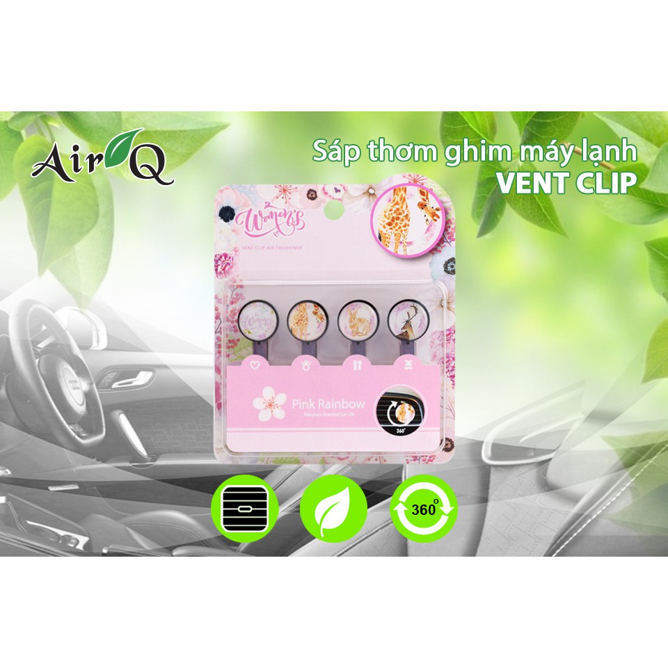 Sáp Thơm Ghim Máy Lạnh AIR-Q Vent Clip Women No.291-2 Pink Rainbow 6.5g (4 cái) - Nhập Khẩu Chính Hãng