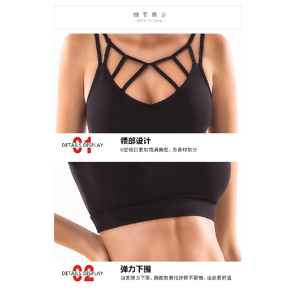 European and American double shoulder strap sports bra personalized zipper fitness underwear gym quick-drying breathable shockproof yoga bra