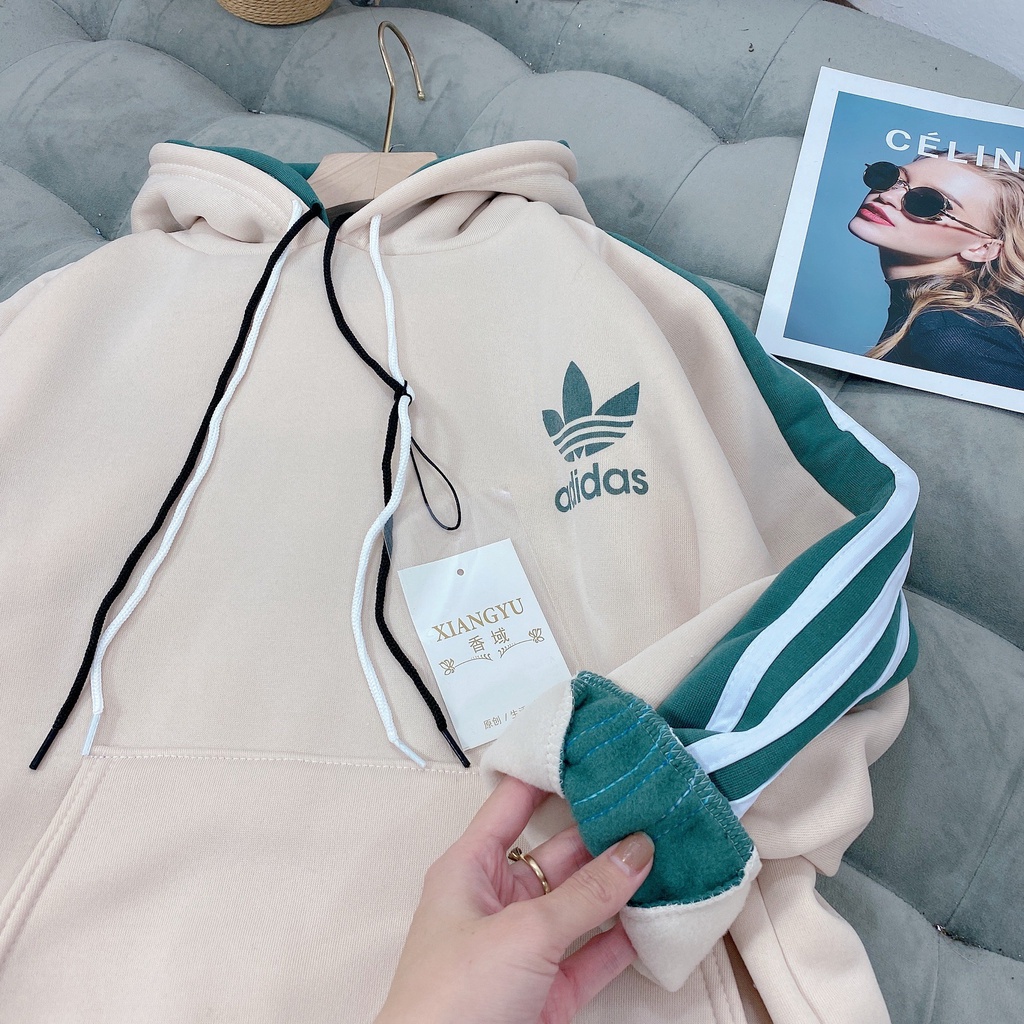 ÁO HOODIE MŨ 2 LỚP ADIDAS CHẤT NỈ BÔNG SIÊU DẦY FORM THỤNG RỘNG | BigBuy360 - bigbuy360.vn