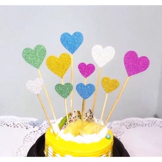 Combo 4 Que Trái Tim Trang Trí Bánh Sinh Nhật, Tiệc Cưới, Valentine, Bánh Kem