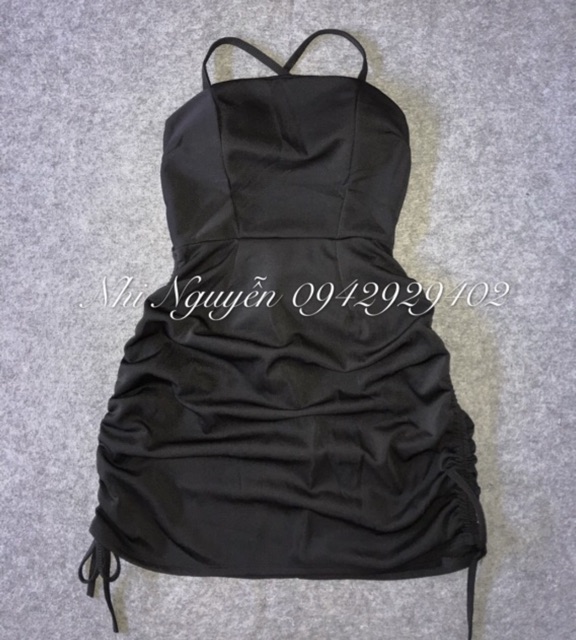 Váy ôm body hở lưng rút dây hông hai bên đen nude (Ảnh thật trãi sàn kèm feedback) | BigBuy360 - bigbuy360.vn