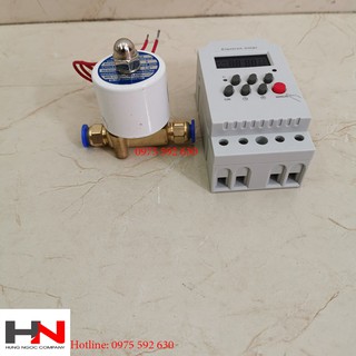 Combo đồng hồ hẹn giờ và van điện từ ren 13 cho hệ thống phun tưới