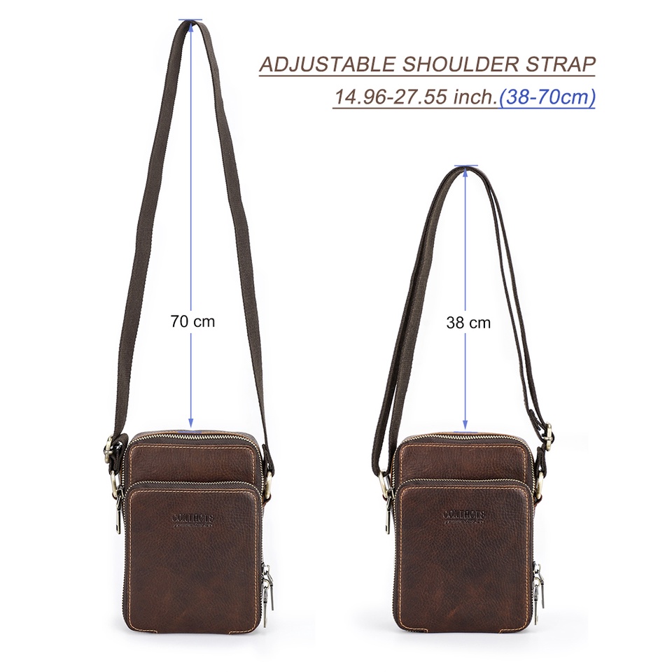 Túi đeo chéo CONTACT'S bằng da thật nhỏ nhắn thời trang dành cho nam