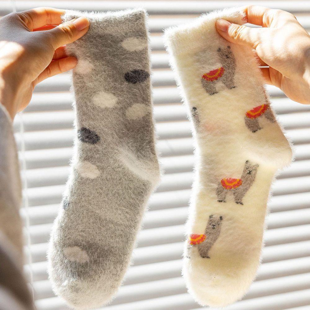 Vớ Cotton Dày Dặn Thoáng Khí Họa Tiết Động Vật Hoạt Hình Dễ Thương Cho Nữ