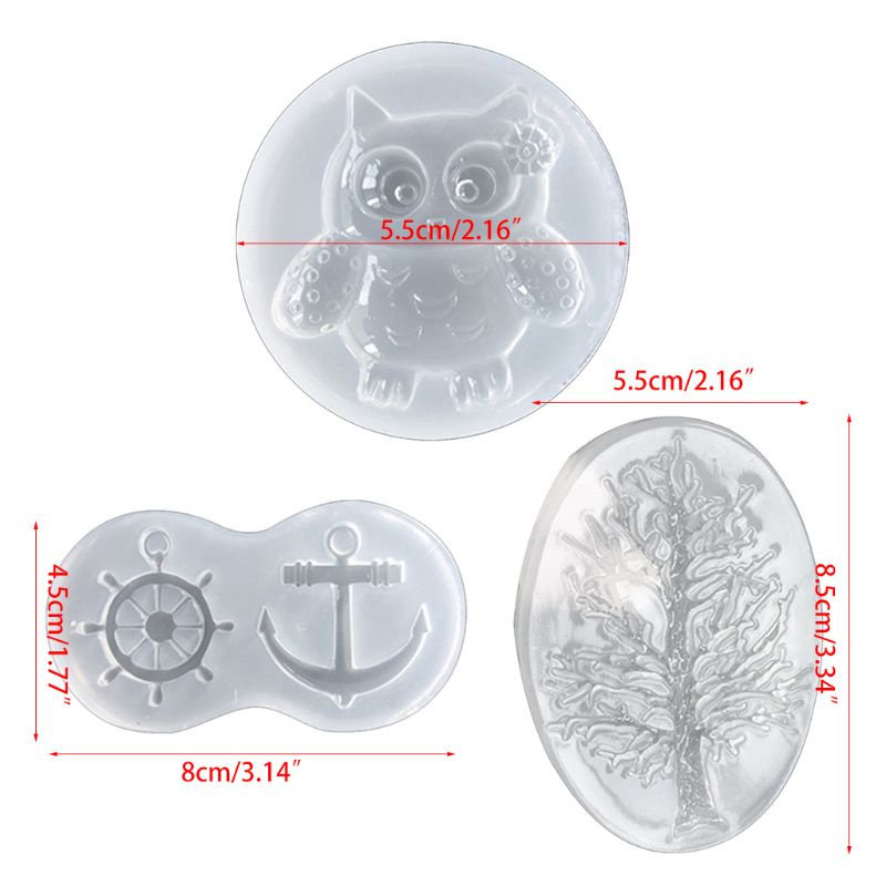 Khuôn silicone làm mặt Vòng cổ hình chim cú và cây<br>