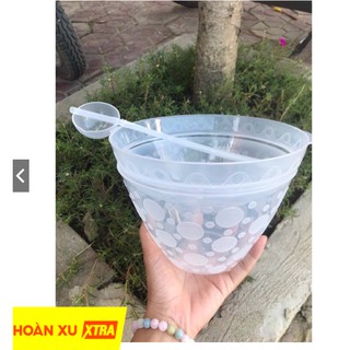 [Giá sỉ] Bộ bát ướp lạnh rượu bằng nhựa an toàn cho sức khỏe(kèm gáo múc) chấm bi