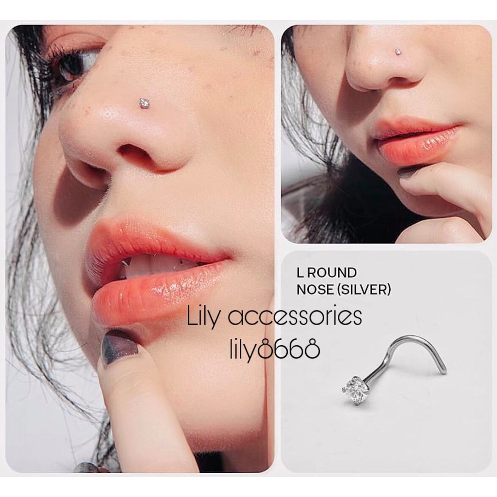 L Round Nose khuyên mũi titan chữ L xoắn không gỉ không đen không dị ứng cho nam nữ unisex