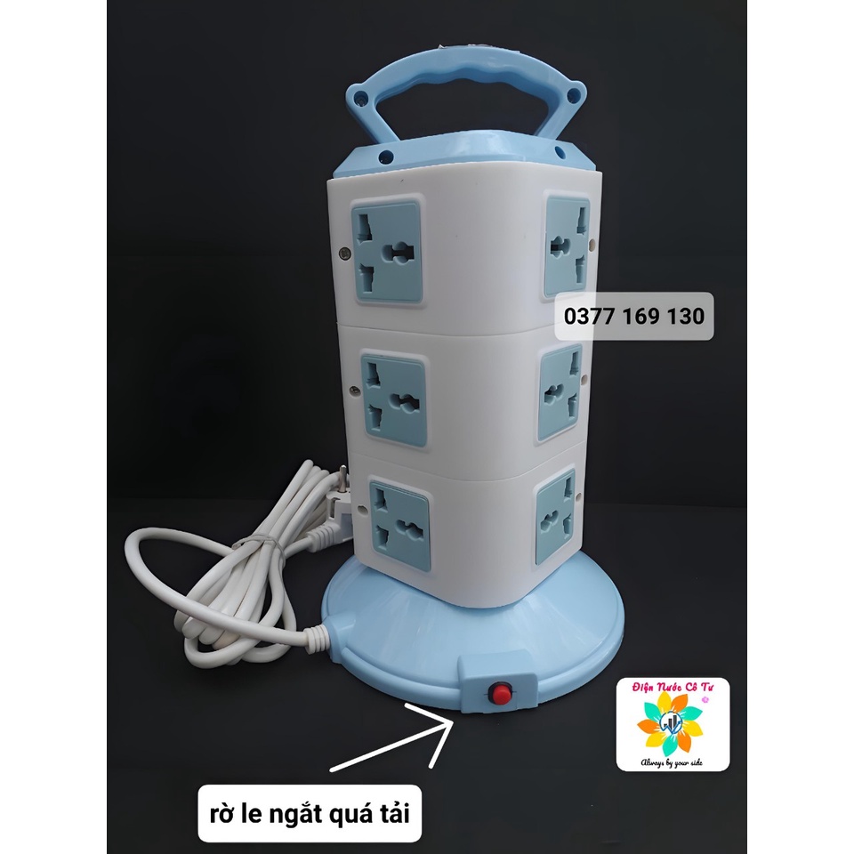 Ổ cắm điện đa năng 3 tầng 12 ổ cắm đa năng kèm 3 cổng sạc USB siêu tiện lợi