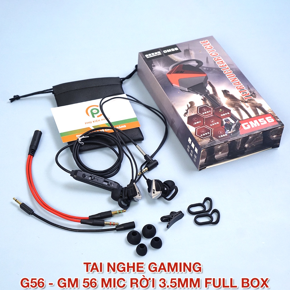 Tai nghe gaming có mic rời G56 3.5mm - Tai nghe gaming có dây G56 Dual driver