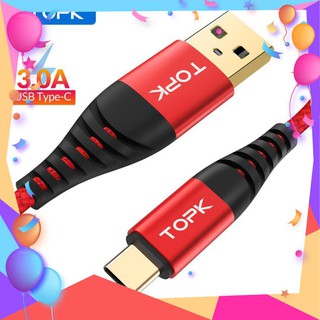 Dây Cáp Sạc Loại C TOPK AN42 Thiết Kế Dây Nylon Bện Cho Xiaomi 8 Samsung S8