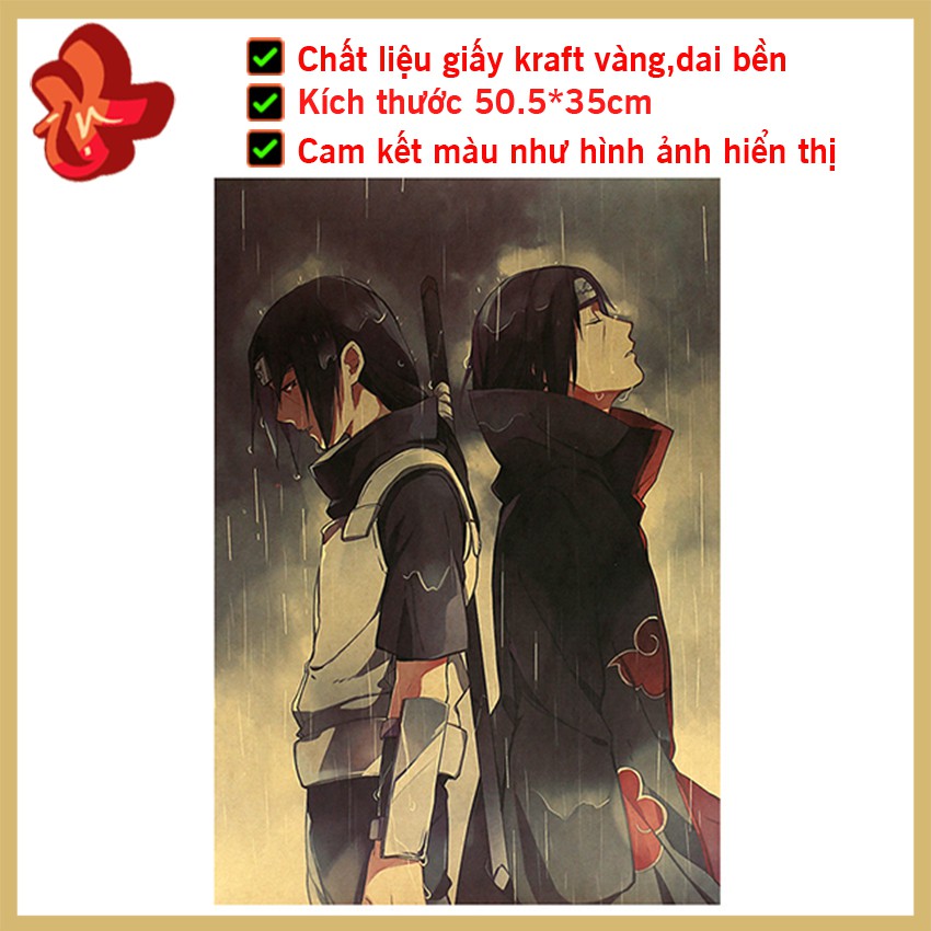 [BO93] Tranh poster treo tường, tấm áp phích anime Naruto Itachi quá khứ và hiện tại