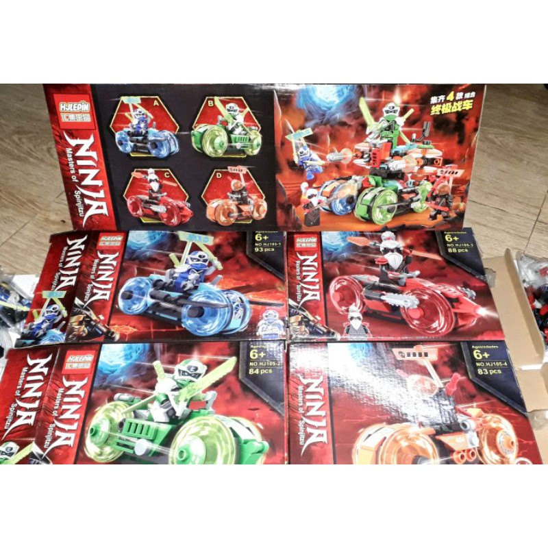 Lắp ráp 1 hộp LegoNinja Siêu Xe HJ105 có nhiều chi tiết bằng nhựa rất đẹp