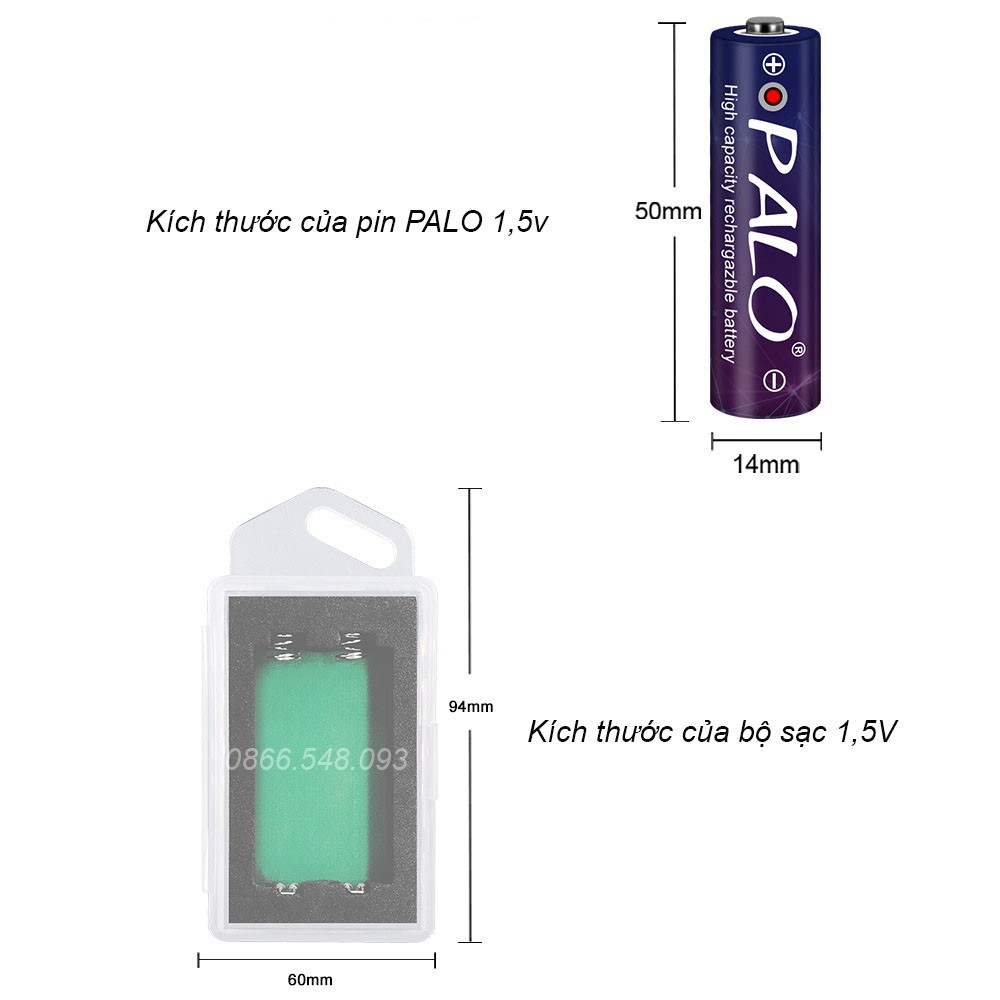 Bộ sạc pin tiểu AA 1,5V PALO Tặng 2 pin sạc AA2800 mAh