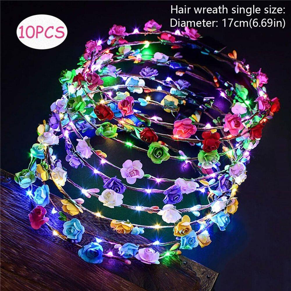 Set 10 Vòng Hoa Đội Đầu Có Đèn LED Phát Sáng