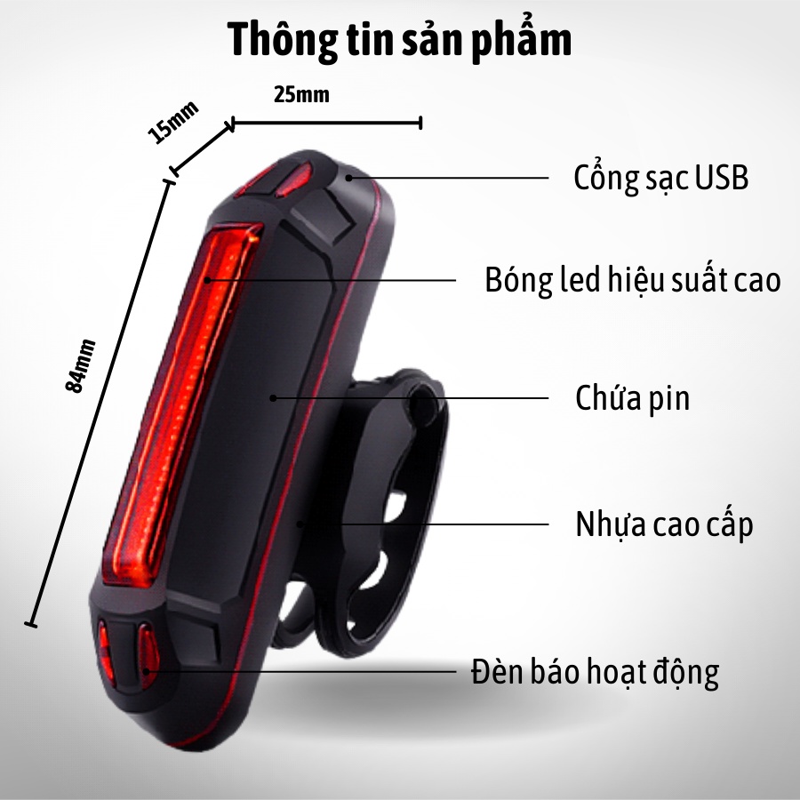 Đèn hậu xe đạp thể thao LOẠI MỚI cao cấp DH02