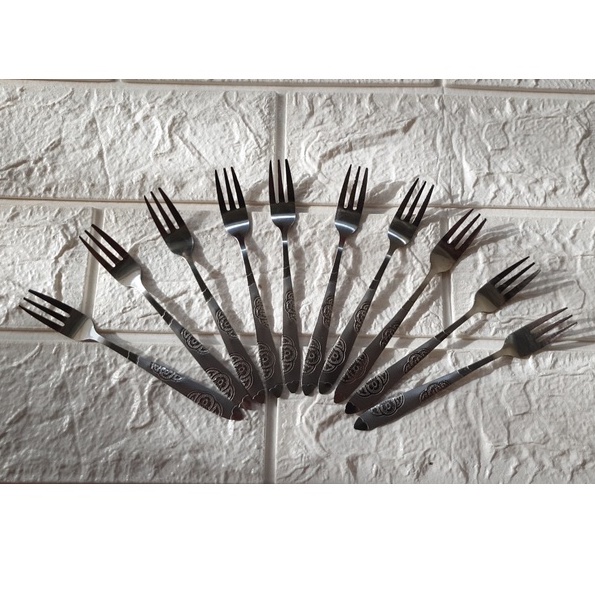 Bộ 10c Dĩa Inox Cán Hoa Kt 13x1.5cm (ảnh thật)