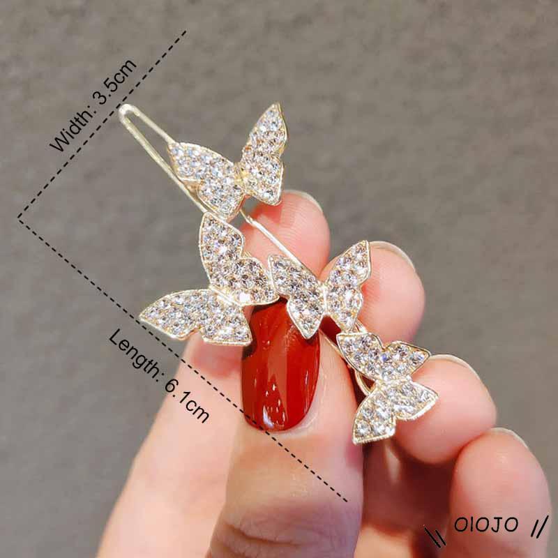 Kẹp Tóc Hình Bướm Đính Đá Lấp Lánh Sang Trọng