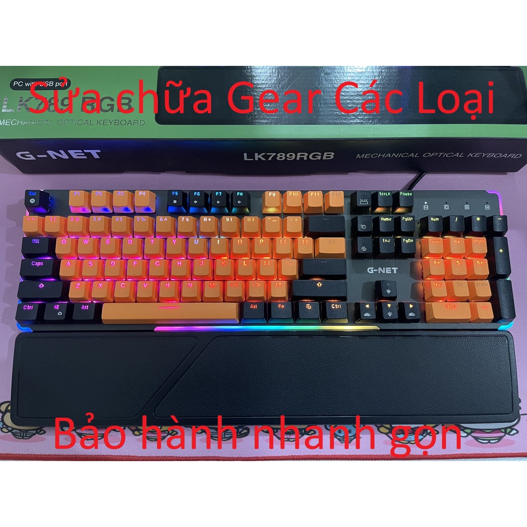 Bàn Phím G-Net LK789 RGB / Chính Hãng / phím cơ quang chống nước. Bảo hành 24 tháng, cung cấp sửa chữa cho phòng Game