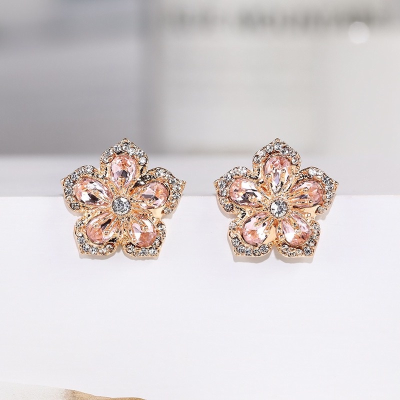 Bông Tai Hình Hoa Đính Đá Zircon Lấp Lánh Dễ Thương Phong Cách Hàn Quốc Thời Trang Cho Nữ