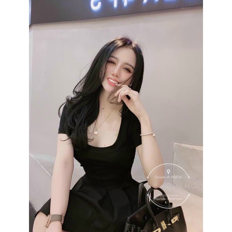 [QUÀ TẶNG LÀ 1C KHÂUTRANG] Áo thun cổ vuông nữ croptop kiểu bó ôm body chất bozip lạnh basic trơn Taosan, ao thun co U | BigBuy360 - bigbuy360.vn