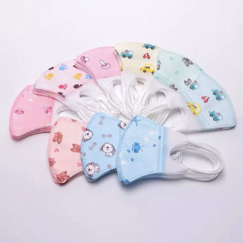Khẩu trang y tế cho bé 3 lớp tuyệt trùng an toàn in hình kute, khẩu trang cho bé từ 1-5 tuổi Bunakids AT10