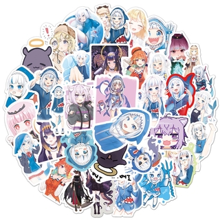 Y&P| Hình Dán Chống Nước Bảng Giá Hololive Vtuber Gawr Phim Hoạt Hình Mũ Bảo Hiểm Máy Tính Xách Tay Hành Lý Dán Thiết Lập, 50 tờ