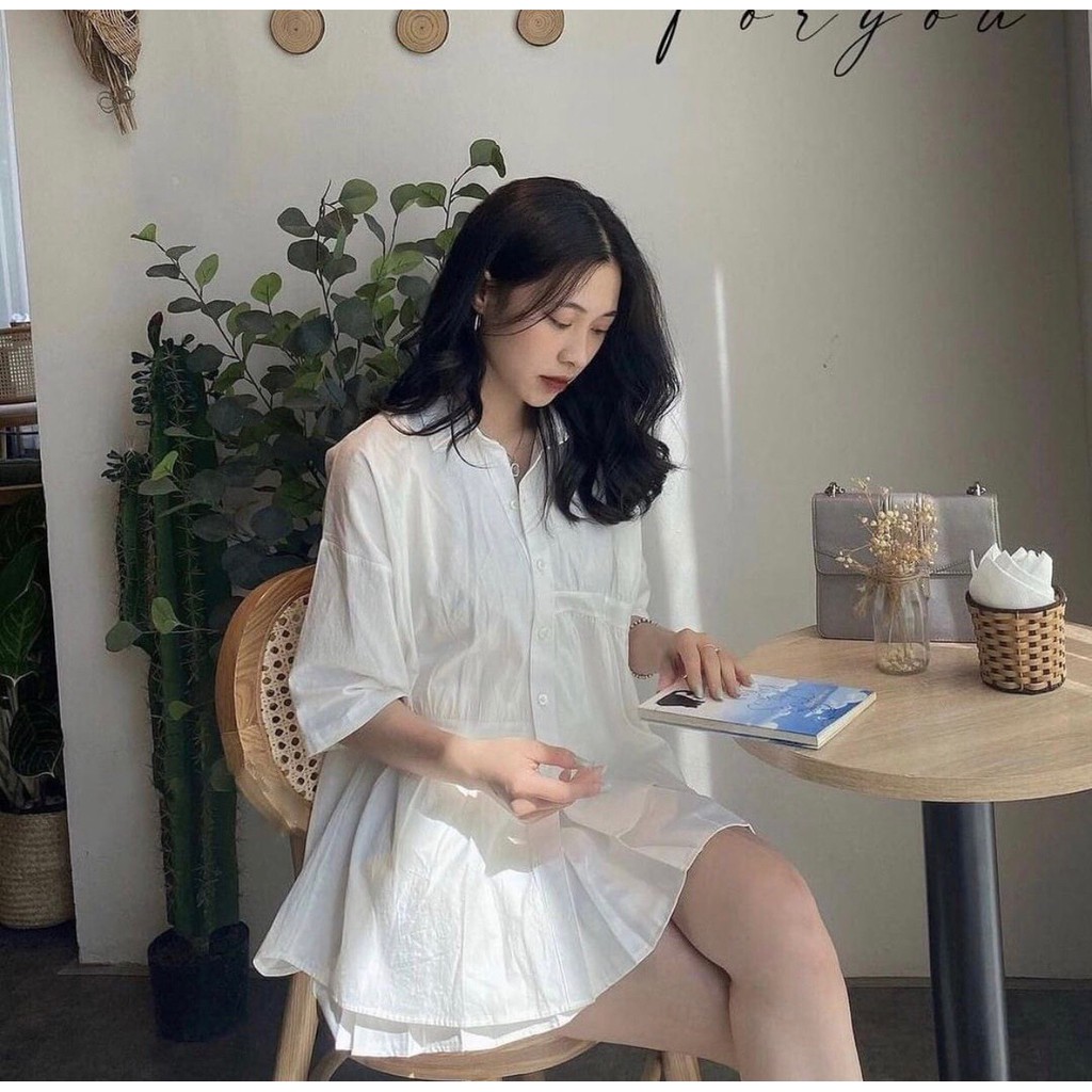 Áo kiểu nữ cổ bẻ vạt lệch tiểu thư siêu xinh, Áo sơ mi trắng nữ rẻ đẹp thích hợp đi dạo đi chơi