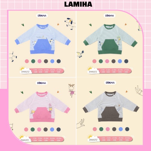 Áo thun dài tay thu đông vải cotton dày dặn cho bé trai bé gái Dokma sale size 6M-36M DMA372 Lamiha