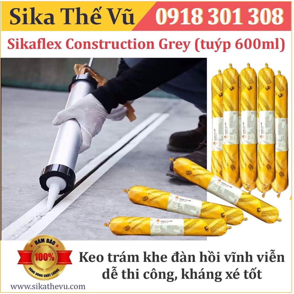 Keo trám khe đàn hồi vĩnh viễn, trám nứt cho tường và sàn - Sikaflex-140 Construction (Tuýp 600ml)