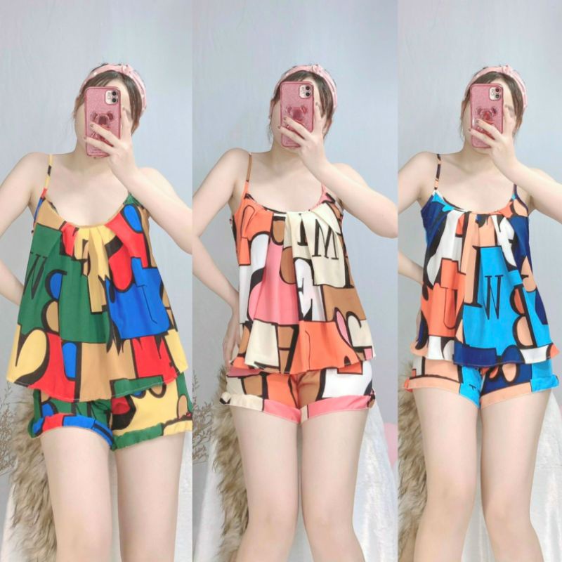 Đồ Bộ Lụa Nữ Mặc Nhà 2 Dây