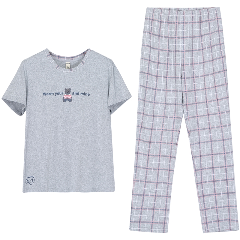 Set Áo Thun Tay Ngắn + Quần Dài Chất Cotton Thiết Kế Đơn Giản Thời Trang Dành Cho Mùa Hè | BigBuy360 - bigbuy360.vn