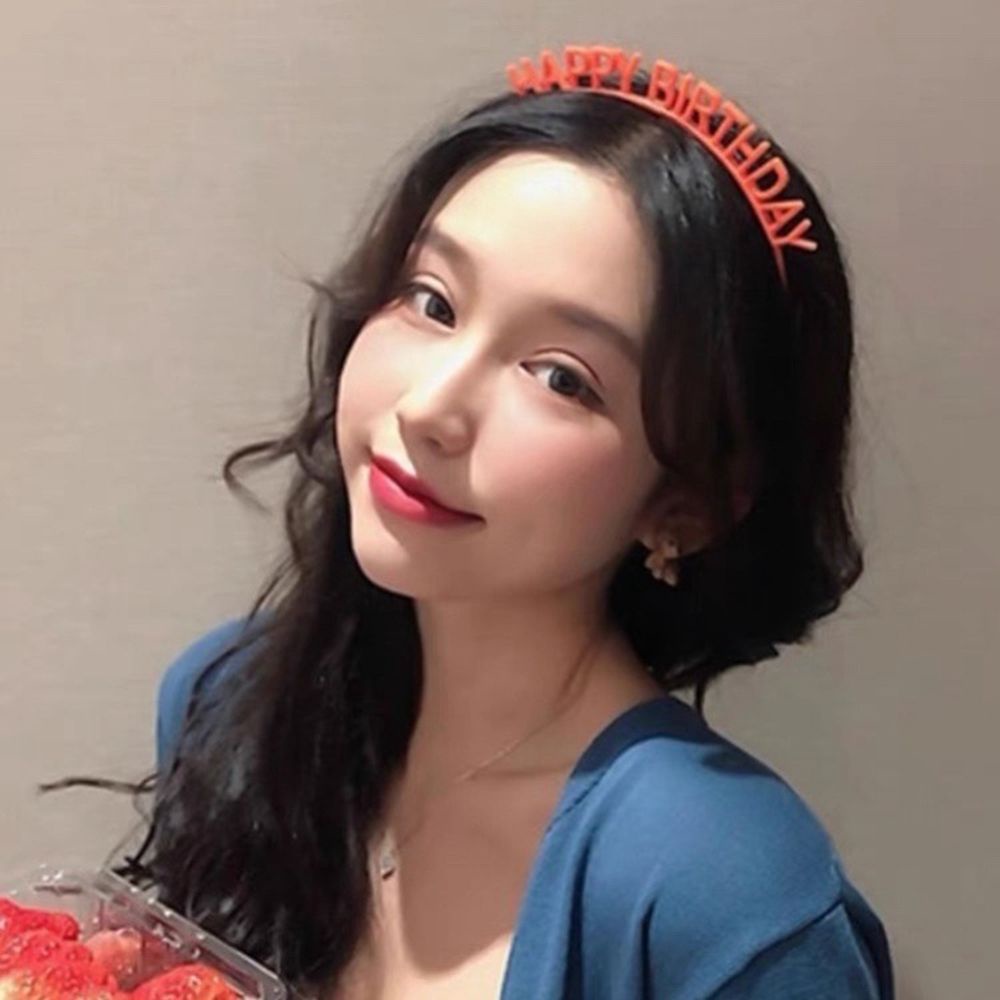 Băng đô cài tóc bằng nhựa in chữ Happy Birthday phong cách Hàn Quốc cho nữ