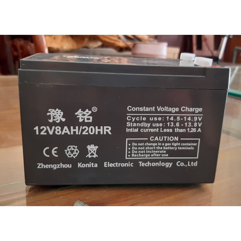 Bình Ắc quy khô KONITA ĐEN 12V8AH/20HR CHO BÌNH XỊT ĐIỆN,XE ĐIỆN....