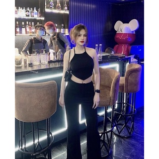 Áo croptop cổ yếm hở lưng len gân Sheri's