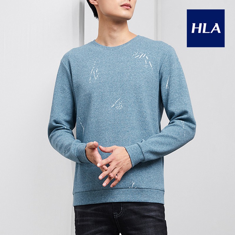 Áo Thun Nam Dài Tay HLA Floral Yarn Jacquard Long Sleeve T-shirt