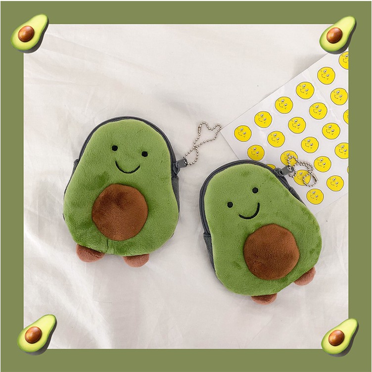 <24h delivery>W&G Nordic simple lovely avocado pocket portable key pendant mini zero wallet Plush zipper coin purse