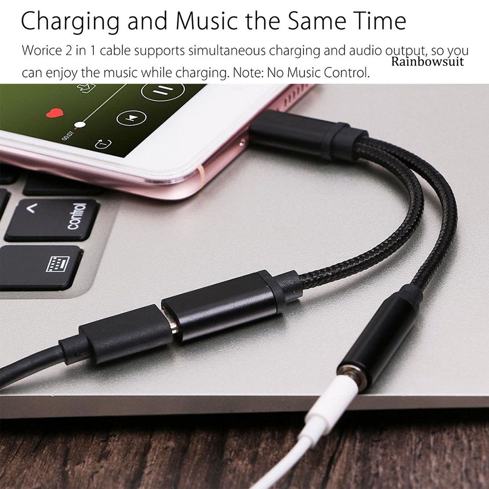 Dây Cáp Chuyển Đổi Âm Thanh Usb Type-C 2 Trong 1 Đầu Cắm 3.5mm