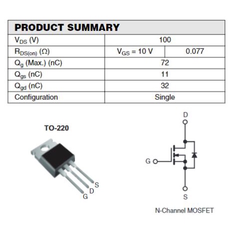 IRF540 / Id=30A, Vd=100V / N-Channel Power MOSFET / Linh Kiện Điện Tử