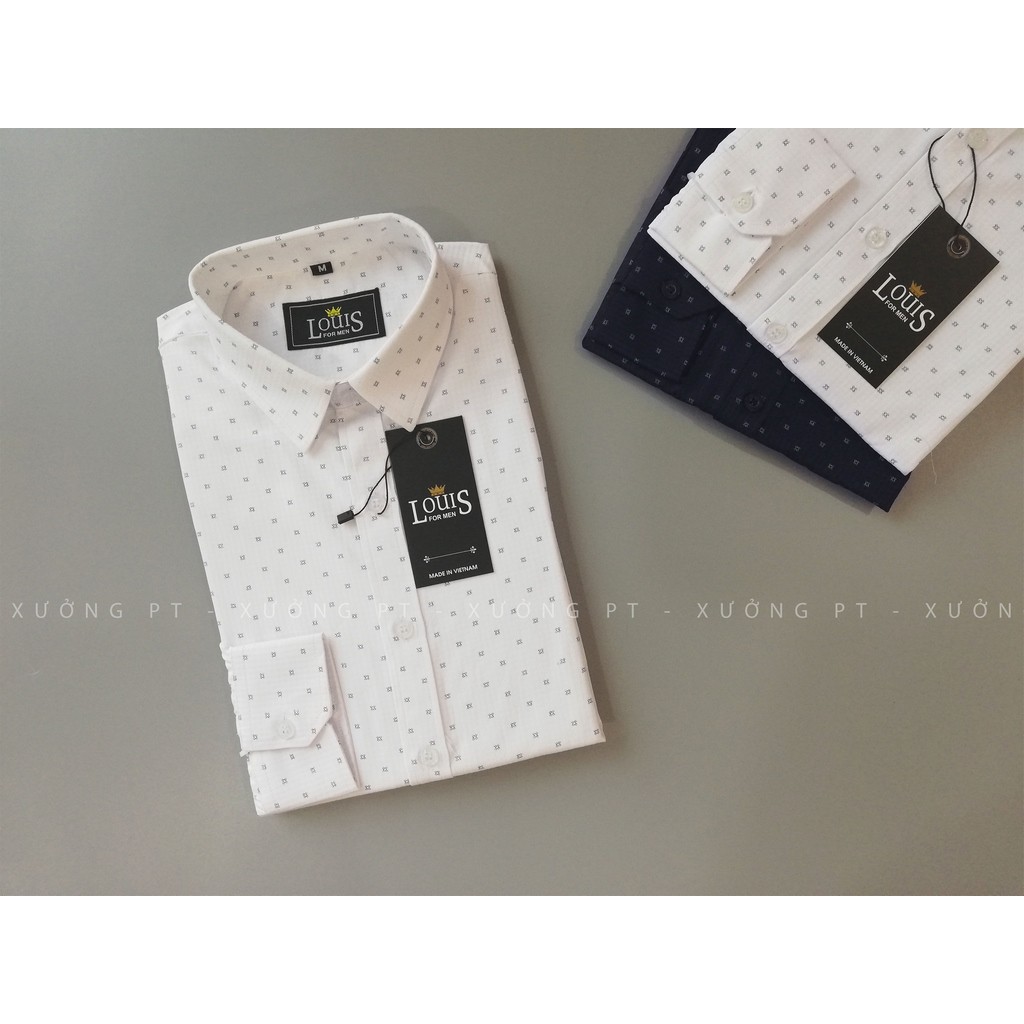 Áo sơ mi nam họa tiết 2 màu Trắng và xanh than siêu đẹp | BigBuy360 - bigbuy360.vn