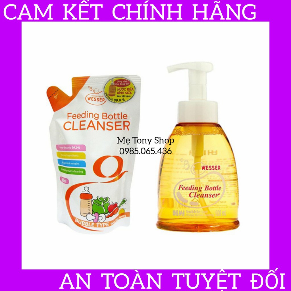 [Hương Bưởi] Nước Rửa Bình Sữa Wesser 500ml của Hàn Quốc (Cam Kết Chính Hãng)