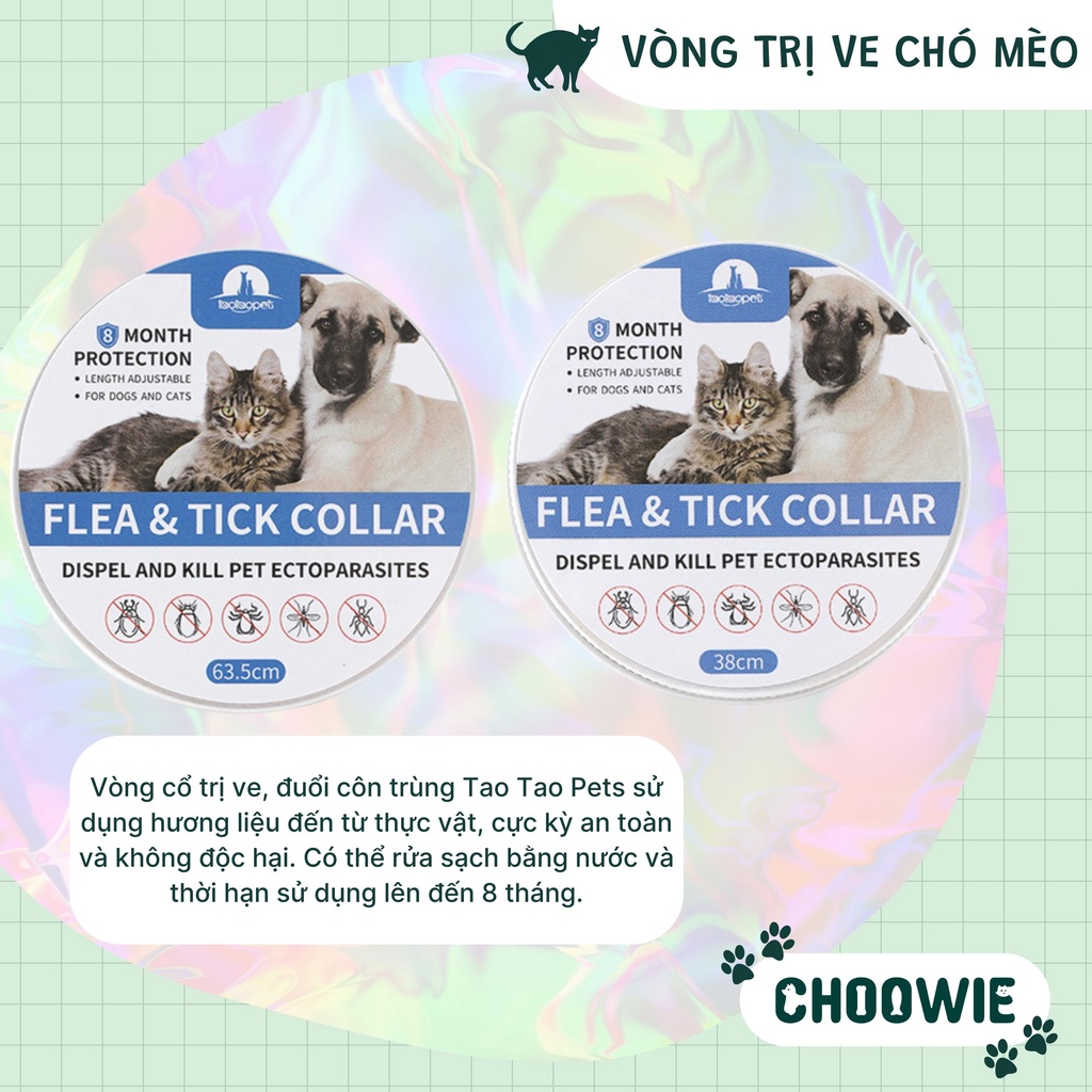 Vòng cổ trị ve dành cho chó mèo 60 cm và 38 cm giao màu ngẫu nhiên Choowie Pet Shop